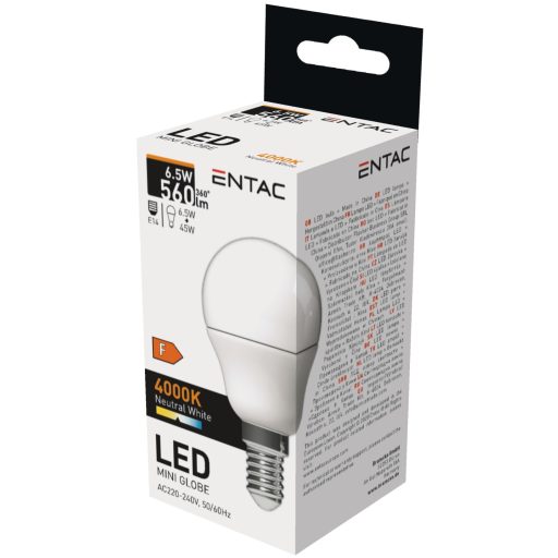 Entac LED Mini Globe E14 6,5W NW 4000K (LLMG14-6,5W-NW)