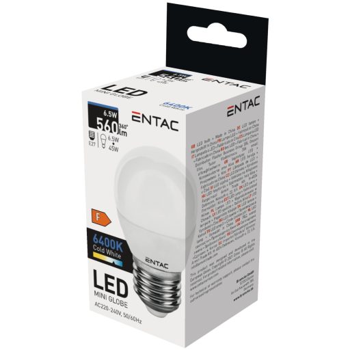 Entac LED Mini Globe E27 6,5W CW 6400K (LLMG27-6,5W-CW)