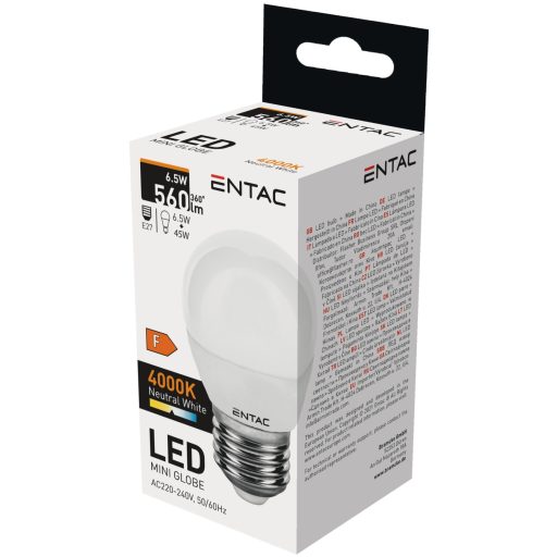 Entac LED Mini Globe E27 6,5W NW 4000K (LLMG27-6,5W-NW)