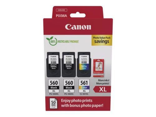  Canon PG-560XL x2 + CL-561XL tintapatron + 50db fotó papír multipack (3712C012) 