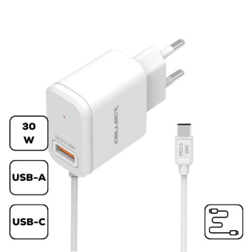  Cellect HS-H47 USB-A hálózati töltő USB-C kábellel fehér (MTC-HSH4730W-TYPECW) 