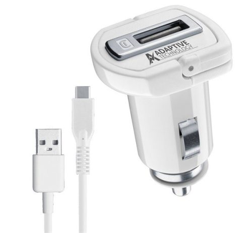  CELLULARLINE autós töltő USB aljzat (5V / 2400 mA, 15W, adaptív gyorstöltés támogatás + Type-C kábel) FEHÉR (CBRSMKIT15WTYCW) 