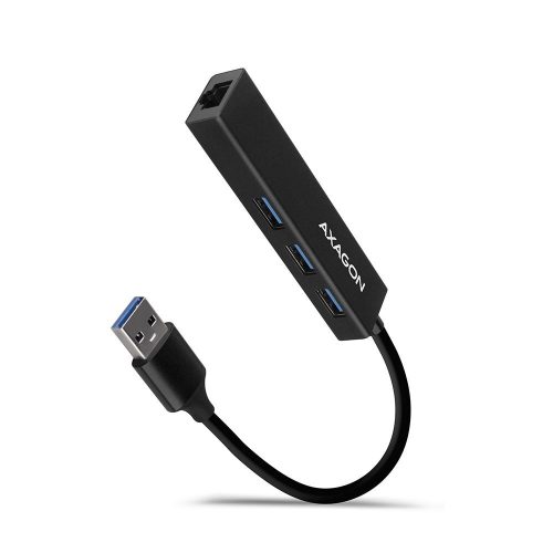  Axagon HMA-GL3A 3 portos USB3.2. Gen 2 fekete HUB Gigabit LAN porttal 