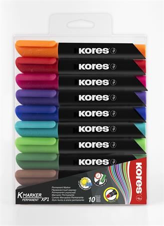  KORES Alkoholos marker, 3-5 mm, kúpos, "K-Marker", 10 különböző szín 