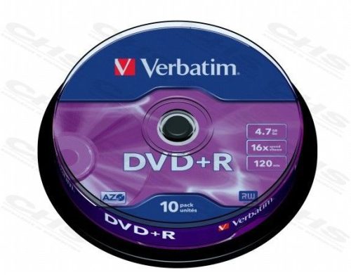  Verbatim DVD+R 4.7GB 16x DVD lemez 10db/henger 