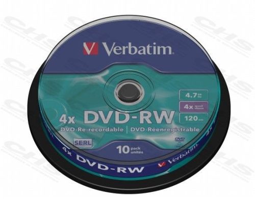  Verbatim DVD-RW 4.7GB 4X DVD lemez 10db/henger  (43552) 