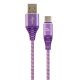  Gembird USB 2.0 A -> USB-C M/M adatkábel 1m lila-fehér szövet borítás (CC-USB2B-AMCM-1M-PW) 
