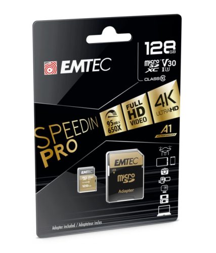  128GB microSDXC Emtec SpeedIN Pro USH-I U3 V30 + adapter (ECMSDM128GXC10SP) 