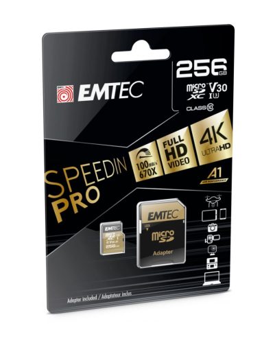  256GB microSDXC Emtec SpeedIN Pro USH-I U3 A1 A2 + adapter (ECMSDM256GXC10SP) 