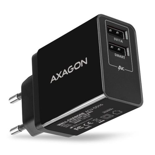  Axagon ACU-DS16 2.2A + 1A hálózati töltő fekete 