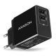  Axagon ACU-DS16 2.2A + 1A hálózati töltő fekete 