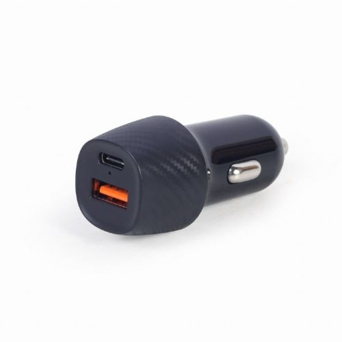  Gembird TA-U2QC3-CAR-02 2xUSB autós gyorstöltő Type-C PD, 18W fekete 