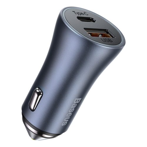  Baseus Golden Contactor Pro autós töltő USB-A + USB-C QC4.0 + PD, SCP, 40 W szürke (CCJD-0G) 