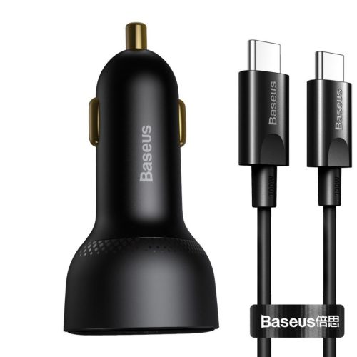  Baseus Superme USB-A + USB-C autós töltő 100W + USB-C kábel fekete (TZCCZX-01) 