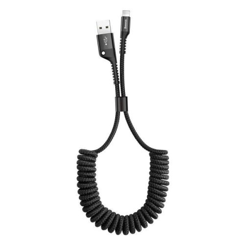  Lightning Baseus rugós 2A töltőkábel, 1m, fekete (CALSR-01) 