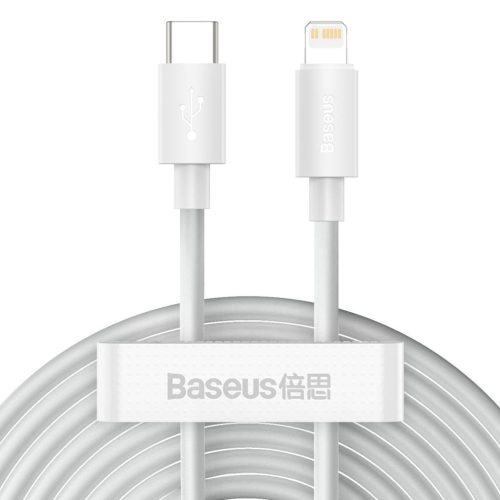  Baseus Simple Wisdomhoz USB-C, Lightning kábel, PD, 20W, 1,5m, 2db, fehér (TZCATLZJ-02) 