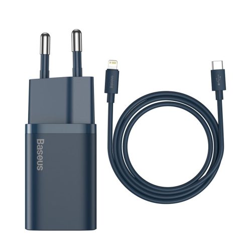  Baseus Super Si Quick Charger 1C 20W fali töltő + USB-C - Lightning kábel 1m kék (TZCCSUP-B03) 