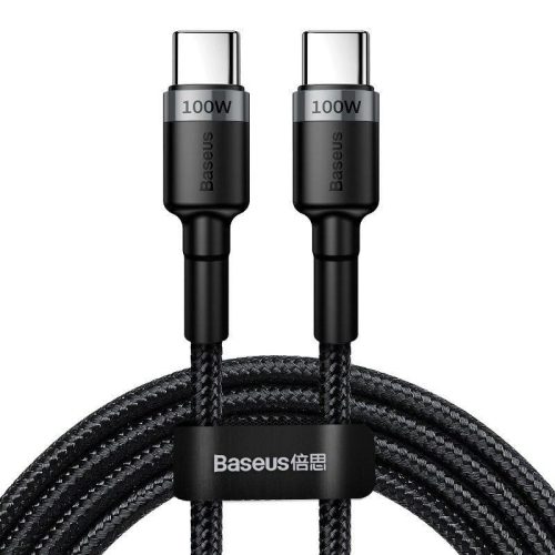  Baseus Cafule USB-C - USB-C kábel QC 3.0 2m szürke-fekete (CATKLF-ALG1) 