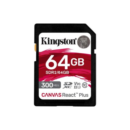  64GB SDXC Kingston Canvas React Plus CL10 UHS-II U3 V90 memóriakártya (SDR2/64GB) 