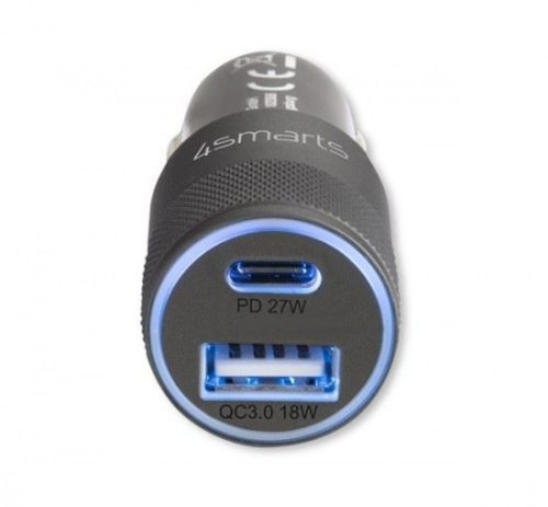  4smarts Rapid autós gyorstöltő Type-C  USB PD 27W szürke (4S464448) 