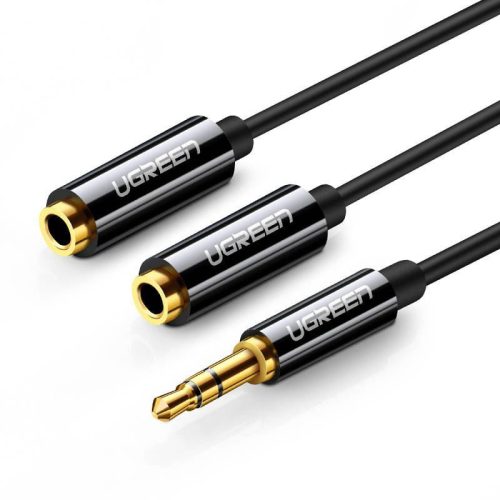  UGREEN AV123 AUX audio elosztó 3,5 mm-es jack kábel 25 cm fekete (20816) 