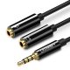  UGREEN AV141 AUX audio elosztó 3,5 mm-es mini jack kábel  fejhallgatóhoz + mikrofon 20cm fekete (30620) 
