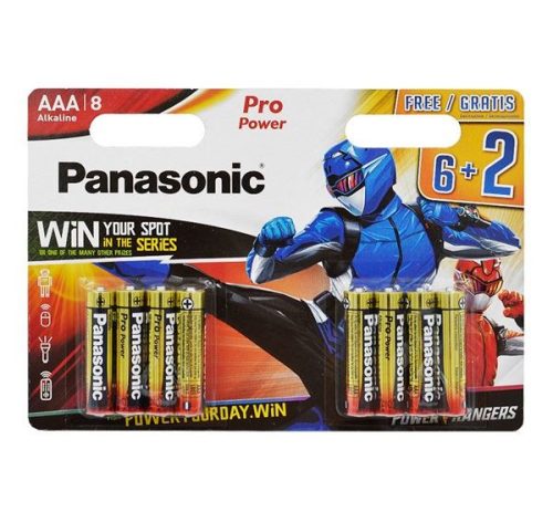  Panasonic 1.5V Alkáli AAA ceruza elem Pro power (8db/csomag) (LR03PPG/8BW 6+2F PR) 
