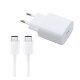  SAMSUNG hálózati töltő Type-C aljzat (5V / 3000mA, 25W, PD gyorstöltés támogatás + EP-DA705BWE Type-C kábel) FEHÉR (EP-TA800EWE + ... 
