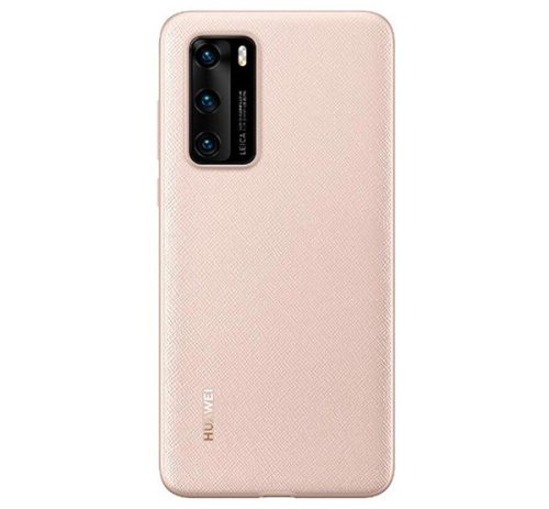  HUAWEI műanyag telefonvédő (gumírozott, textil minta) RÓZSASZÍN [Huawei P40] 