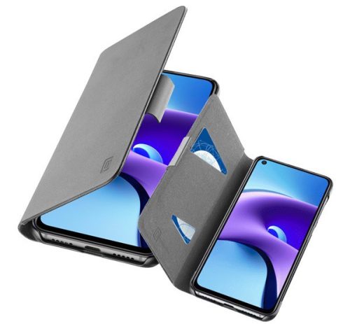  CELLULARLINE BOOK tok álló, bőr hatású (FLIP, oldalra nyíló, bankkártya tartó) FEKETE [Xiaomi Redmi Note 9T 5G] 