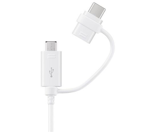  SAMSUNG adatkábel és töltő USB - microUSB / Type-C, (Type-C csak töltés, 150cm) FEHÉR (EP-DG930DW) 