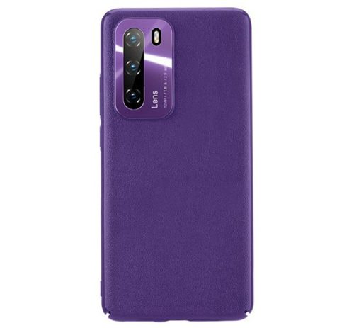  JOYROOM STAR LORD műanyag telefonvédő (ultravékony, fém kameravédő keret, bőr hatású bevonat) LILA [Huawei P40] 