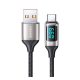  USAMS U78 adatkábel és töltő (USB - Type-C, 65W, PD gyorstöltés támogatás, 120cm, LED jelző) FEKETE / EZÜST (SJ544_F) 