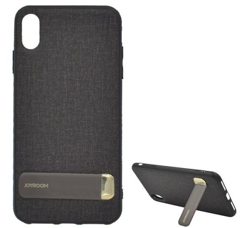  JOYROOM szilikon telefonvédő (textil bevonat, kitámasztó) FEKETE [Apple iPhone XS Max 6.5] 