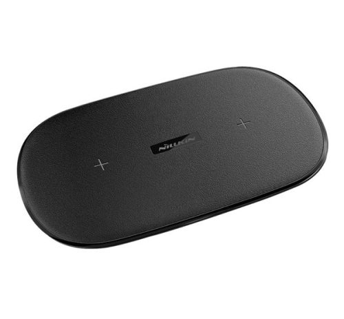  NILLKIN hálózati töltő állomás (10W, gyorstöltés tám., QI Wireless, 2 készülék egyidejű töltésére, bőr hatású) FEKETE (MC031) 