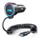  JOYROOM autós töltő USB aljzat / Type-C aljzat (5V/3000mA, 55W, PD gyorstöltés támogatás + beépített Type-C kábel) FEHÉR (JR-CL07) 