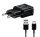  SAMSUNG hálózati töltő USB aljzat (5V / 2000 mA, gyorstöltés támogatás + Type-C kábel) FEKETE (EP-TA200EBE_TYPEC) 