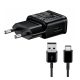  SAMSUNG hálózati töltő USB aljzat (5V / 2000 mA, gyorstöltés támogatás + Type-C kábel) FEKETE (EP-TA200EBE_TYPEC) 