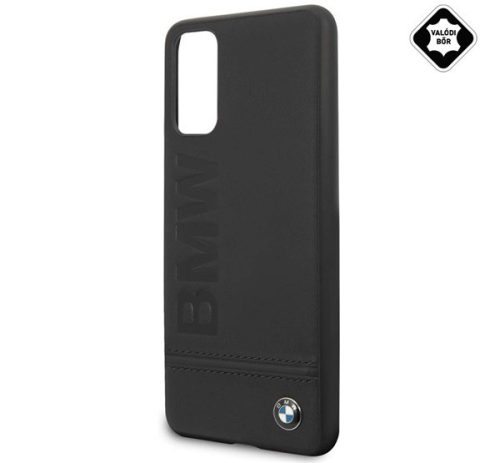  CG MOBILE BMW SIGNATURE IMPRINT LOGO műanyag telefonvédő (valódi bőr bevonat) FEKETE [Samsung Galaxy S20 5G (SM-G981U)] 