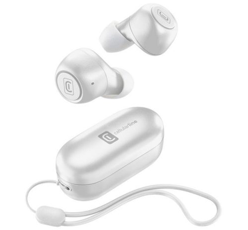  CELLULARLINE PICK bluetooth fülhallgató SZTEREO (v5.0, TWS, mini, mikrofon, zajszűrő + töltőtok + csuklópánt) FEHÉR (BTPICKTWSW) 