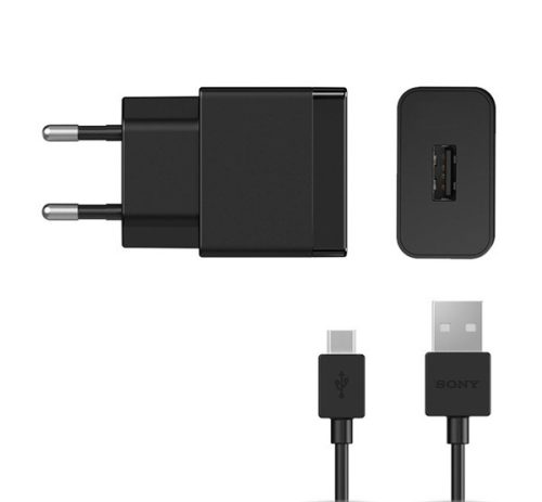  SONY hálózati töltő USB aljzat (5V / 2700mA, PD gyorstöltés támogatás + UCB20 Type-C kábel) FEKETE (UCH12_UCB20) 