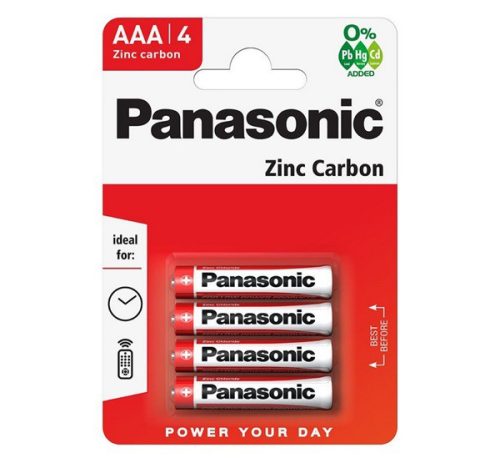  PANASONIC elem (AAA, 1.5V, cink-karbon) 4db / csomag (R03RZ-4BP) 
