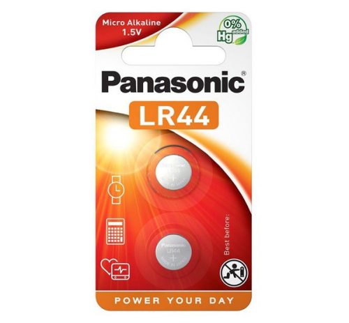  PANASONIC gombelem (LR44EL/2B, 1.5V, alkáli) 2db / csomag (LR44EL-2B) 