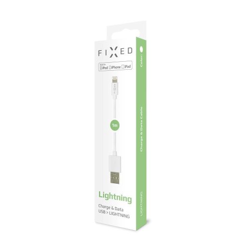  FIXED USB - Lightning adat-/töltőkábel 20W, 1m, fehér (FIXD-UL-WH) 