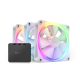  NZXT F120 RGB Triple Pack ház hűtő ventilátor 3db, 12cm fehér + vezérlő (RF-R12TF-W1) 