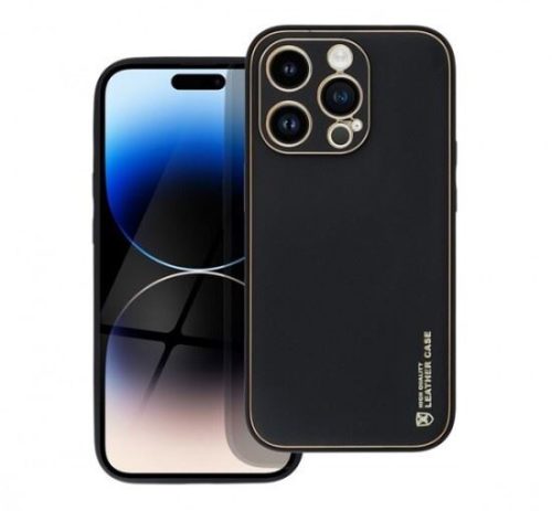  Forcell Leather műbőr Apple iPhone 14 Pro hátlap tok fekete (68555) 