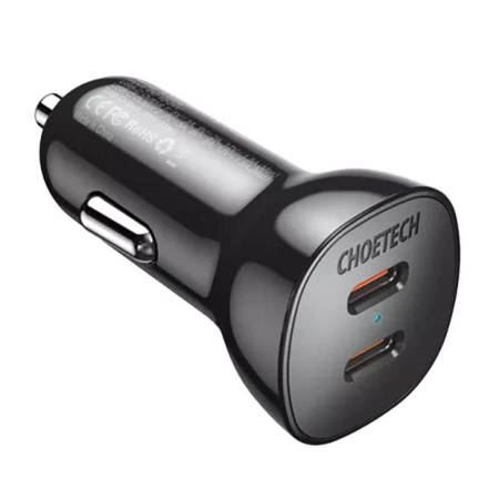  Choetech TC0008 2xUSB-C autós töltő 40W fekete 