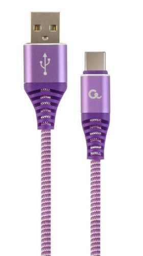  Gembird USB type-C - USB Type-A szövet borítású adat- és töltőkábel 2m lila (CC-USB2B-AMCM-2M-PW) 