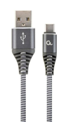  Gembird USB type-C - USB Type-A szövet borítású adat- és töltőkábel 2m szürke (CC-USB2B-AMCM-2M-WB2) 