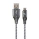  Gembird USB type-C - USB Type-A szövet borítású adat- és töltőkábel 2m szürke (CC-USB2B-AMCM-2M-WB2) 